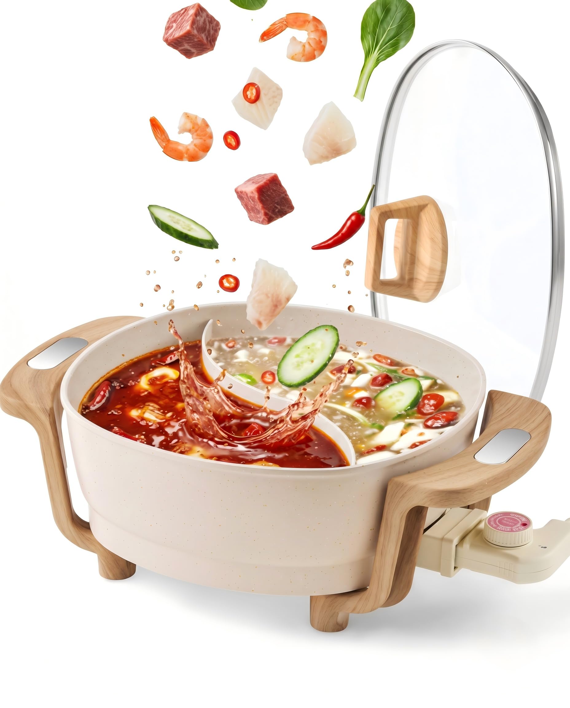 Electric Hot Pot 二つの調理エリア Amazon.com: Hot Pot Electric Hot Pot with Divider, Large 6.3QT